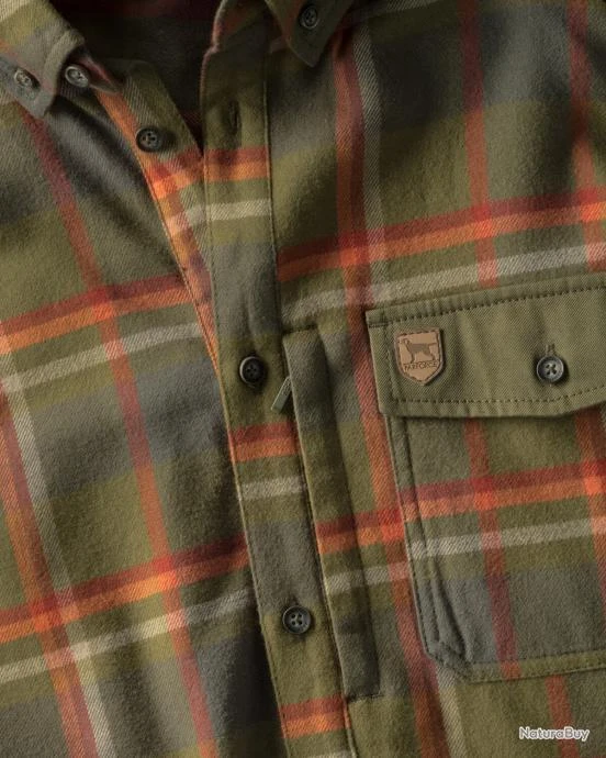 Chemise En Flanelle Skando Couleur Olive Orange. 3 Chemise En Flanelle Skando Couleur Olive Orange. – Image 3