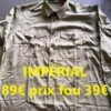 Imperial CHEMISE IMPÉRIAL "DERBY" Verte Avec Soufflets D'aisance 100% COTON T 40 Allemande Manches Longues