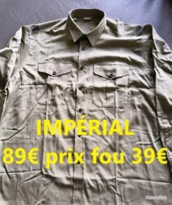 Imperial CHEMISE IMPÉRIAL "DERBY" Verte Avec Soufflets D'aisance 100% COTON T 40 Allemande Manches Longues